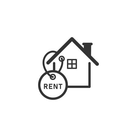 House for rent icon logo vector illustration concept. Real estate for rent, house for sale sign, vector line icon.のイラスト素材