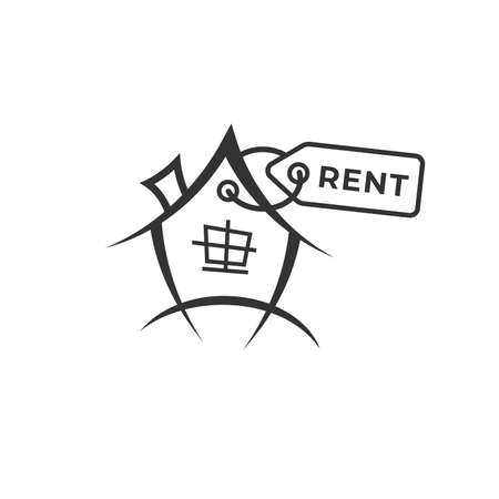 House for rent icon logo vector illustration concept. Real estate for rent, house for sale sign, vector line icon.のイラスト素材