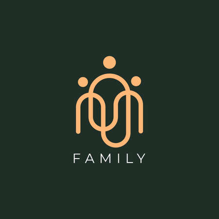 Abstract people minimalist premium logo concept design. Family linear icon logo modern style illustration.のイラスト素材