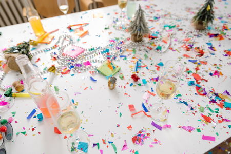 Meeting room table after office partyの写真素材