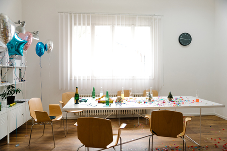 Afterparty office mess for Christmasの写真素材