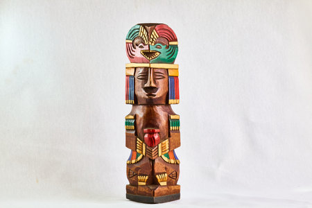 Vintage hand carved painting Inuit Eskimo Native American Indian Totemの写真素材