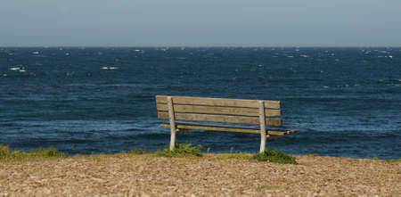 chair near to oceanの写真素材
