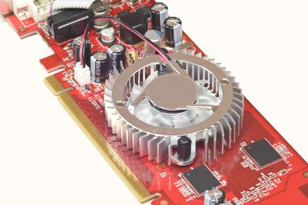 Computer video card, isolated on white backgroundの写真素材