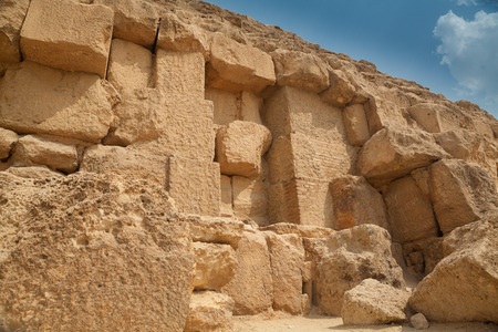 stone details of old egyptian pyramidの写真素材