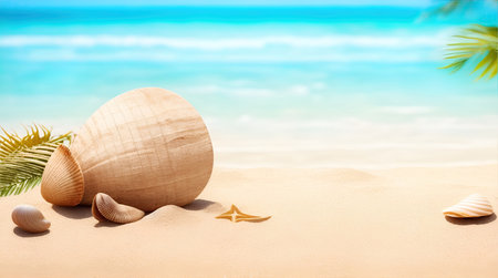 summer sandy and wavy beach backgroundの素材