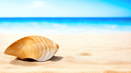 summer sandy and wavy beach backgroundの素材