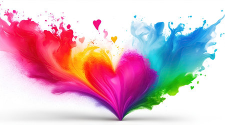 Colorful rainbow heart shape with splash, rainbow gradient Abstract background smoke wallpaperの素材