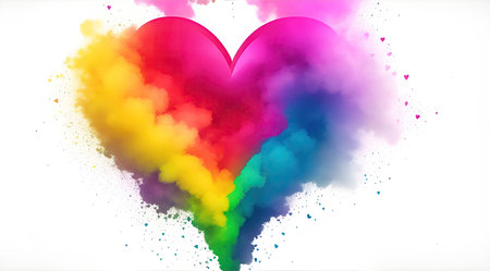 Colorful rainbow heart shape with splash, rainbow gradient Abstract background smoke wallpaperの素材