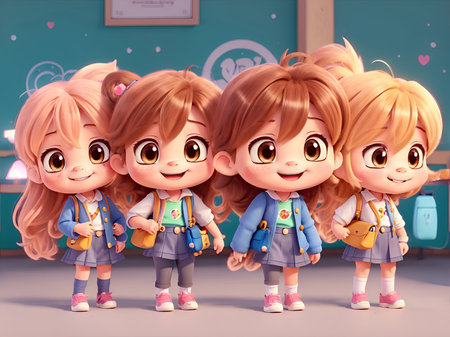 back to school. 3d cute model animation about kids going back to schoolの素材