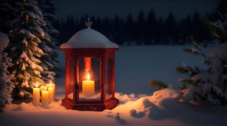 A vibrant cozy lantern decoration christmas nightの素材