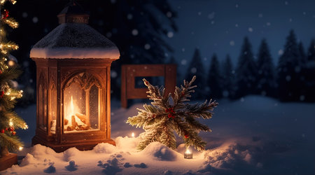 A vibrant cozy lantern decoration christmas nightの素材