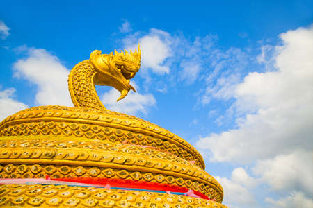 Statue of a Thai gold dragonの写真素材