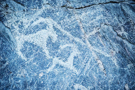 Prehistoric Paintings and drawings in a Cave.の写真素材