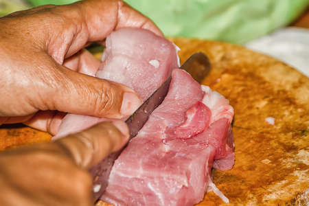 Close up pork was sliced ââto cook.の写真素材