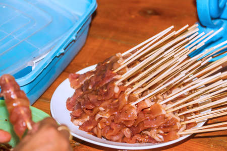 Fresh Grill Pork arranged in a dish. Thai traditional food.の写真素材