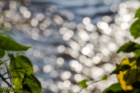 Bokeh comes from the sun sparkling on the water as a background. focus lens blur.
