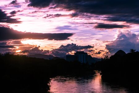 Evening sunset across the river and the sky as the background.の写真素材