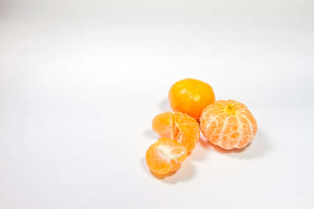 Fresh Oranges fruit lay isolated on white background.の写真素材