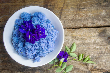 Clitoria ternatea herbal rice is popular in the modern society that turned the whole body health care, fitness, and eating.の写真素材