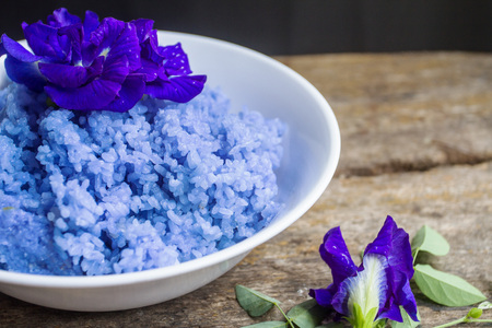 Clitoria ternatea herb rice is Popular in modern society turned to health care. Both exercise and eat.の写真素材