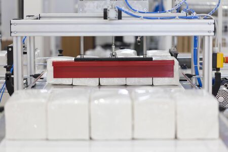Detail of packaging machine for napkin