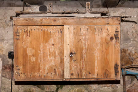 old wooden box on the wallの写真素材