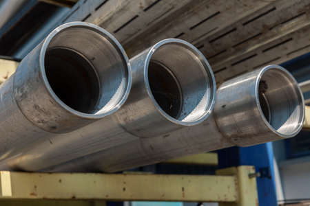 silver metal pipes close up