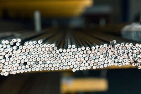 silver metal pipes close upの写真素材