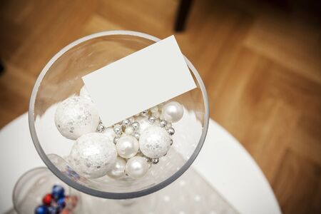 blank visit card in glassの写真素材