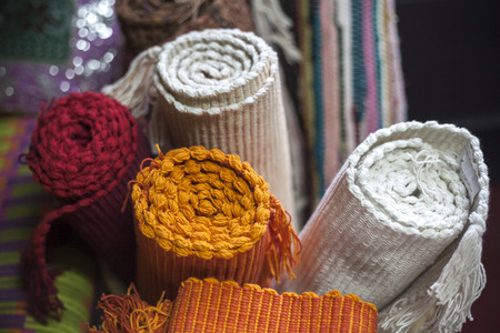 abstract color textil materials close upの写真素材