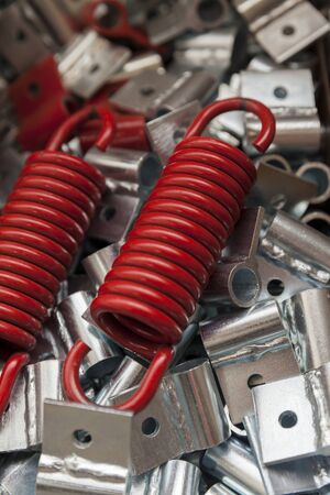 metal spring on stack, close upの写真素材