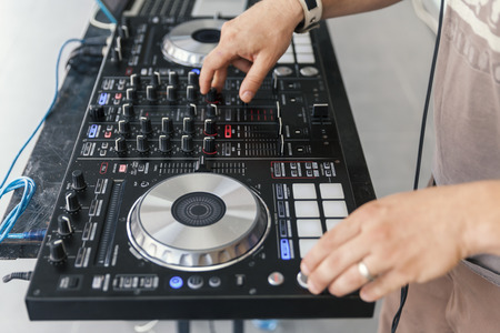 dj on the set, close up