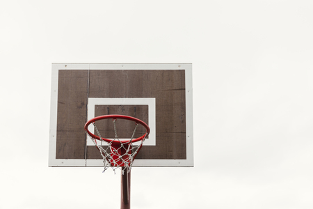 basketball board and hoop homemade, isolated on whiteの写真素材