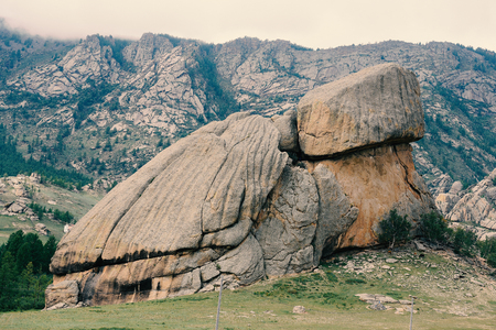 big rock in the mountainsの写真素材