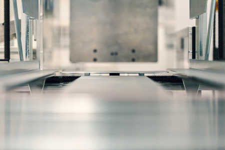 Packaging machine for napkin, close up