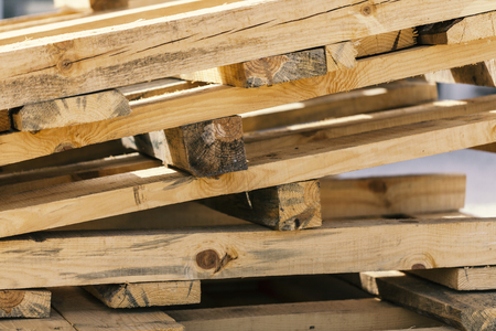 wooden palets on stack, close up