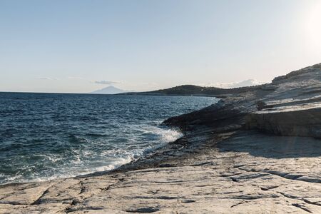 stone beach on sea at summerの写真素材