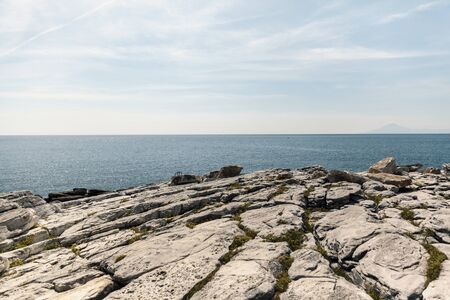stone beach on sea at summerの写真素材