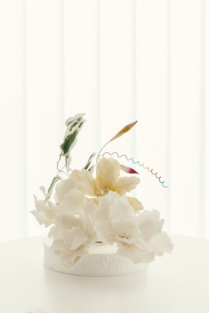 ornamental flowers cake made of marzipanの写真素材