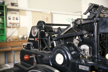 Old printing machine close up