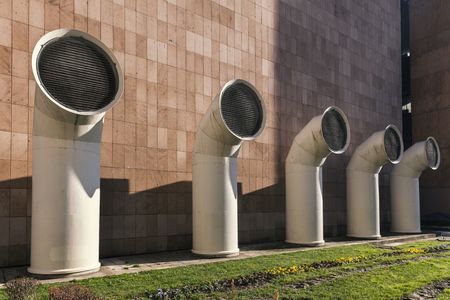 external industrial ventilation, big metal pipesの写真素材