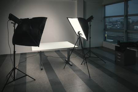 photographic studio ready for use in darkの写真素材
