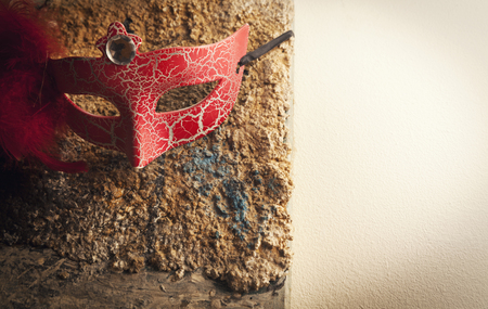 red Venetian mask, copy spaceの写真素材