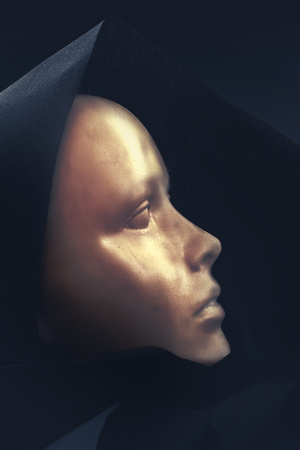 mannequin head concept black backgroundの写真素材