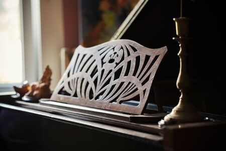 detail of old vintage piano, close up