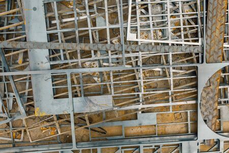 scrap metal on piles, abstract industry backgroundの写真素材