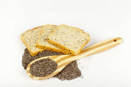 bread with chia seeds isolated on whiteの写真素材