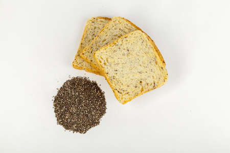 bread with chia seeds isolated on whiteの写真素材