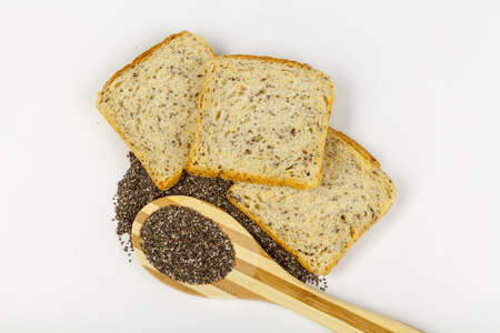 bread with chia seeds isolated on white